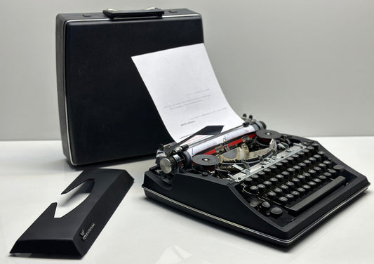 Adler Contessa Deluxe Typewriter - Black Body, QWERTY Option, Refurbished with Black Bag