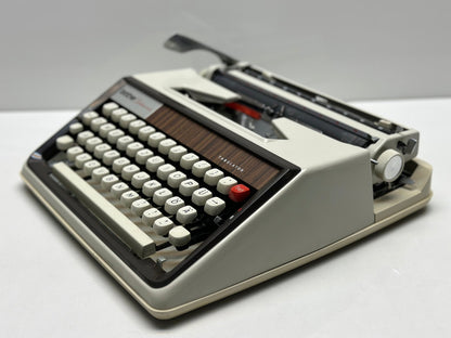 Brother White Typewriter - Warranty Included, Complete Documentation, Portable Case, Convertible to QWERTY