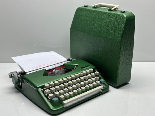 Customized Olympia Splendid 33/66 Typewriter - Green Body, Dual-Color/Single-Color Capability, Refurbished with Green Bag