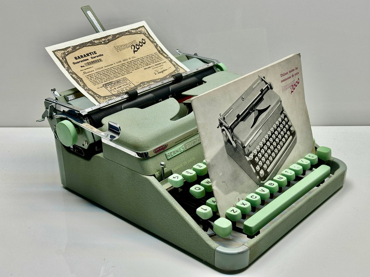 Hermes 2000 Green Typewriter - A Special and Best Gift, Superior Craftsmanship, Green Keyboard, Warranty Included
