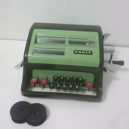 Rare Vintage Facit Calculator in Distinctive Green Color - Antique Mechanical Adding Machine for Collectors and Enthusiasts
