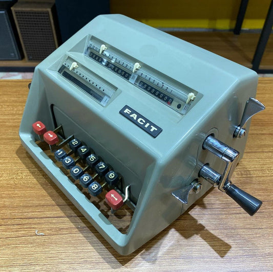 Facit Calculator - Vintage Mechanical Math Gadget - Antique Office Decor - 1960s Retro Desk Accessory - Unique Workspace Style - Collectible