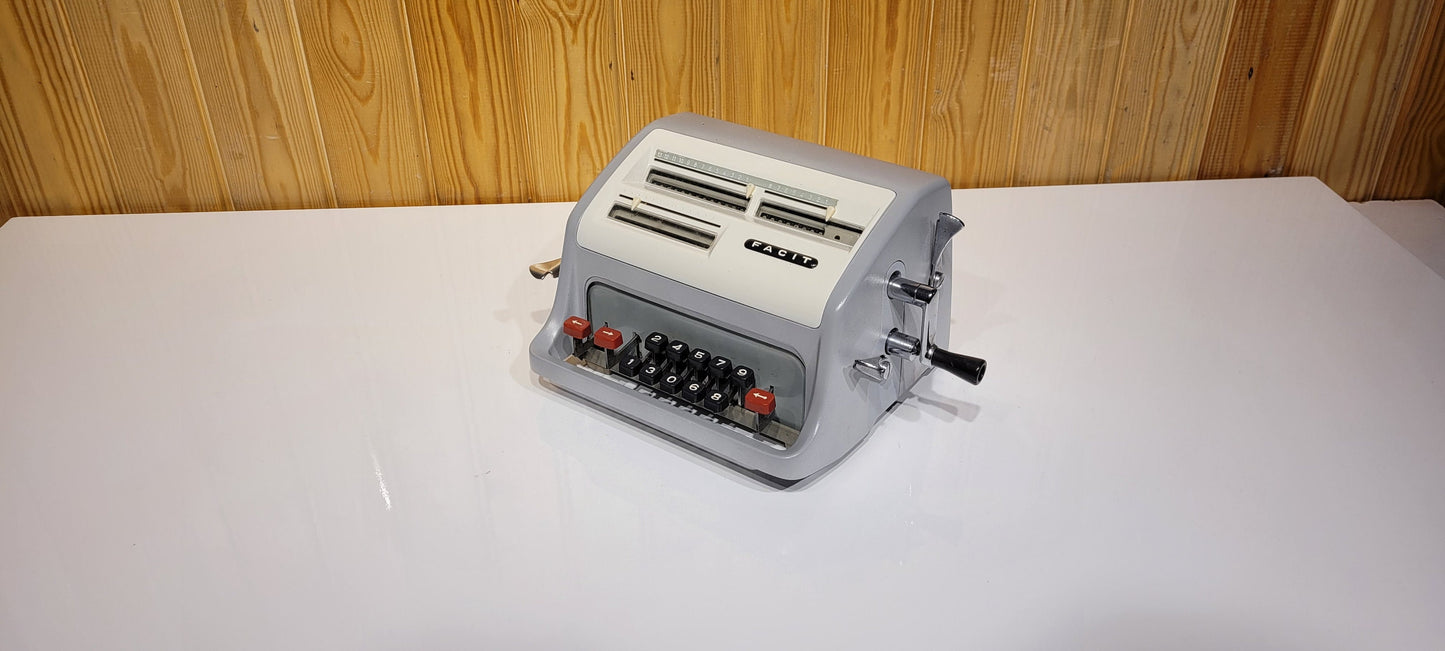 Antique Facit Calculator - Classic Office Gadget - Nostalgic Arithmetic Tool - Retro Desk Accessory - Mechanical Math Device - 1960s Style