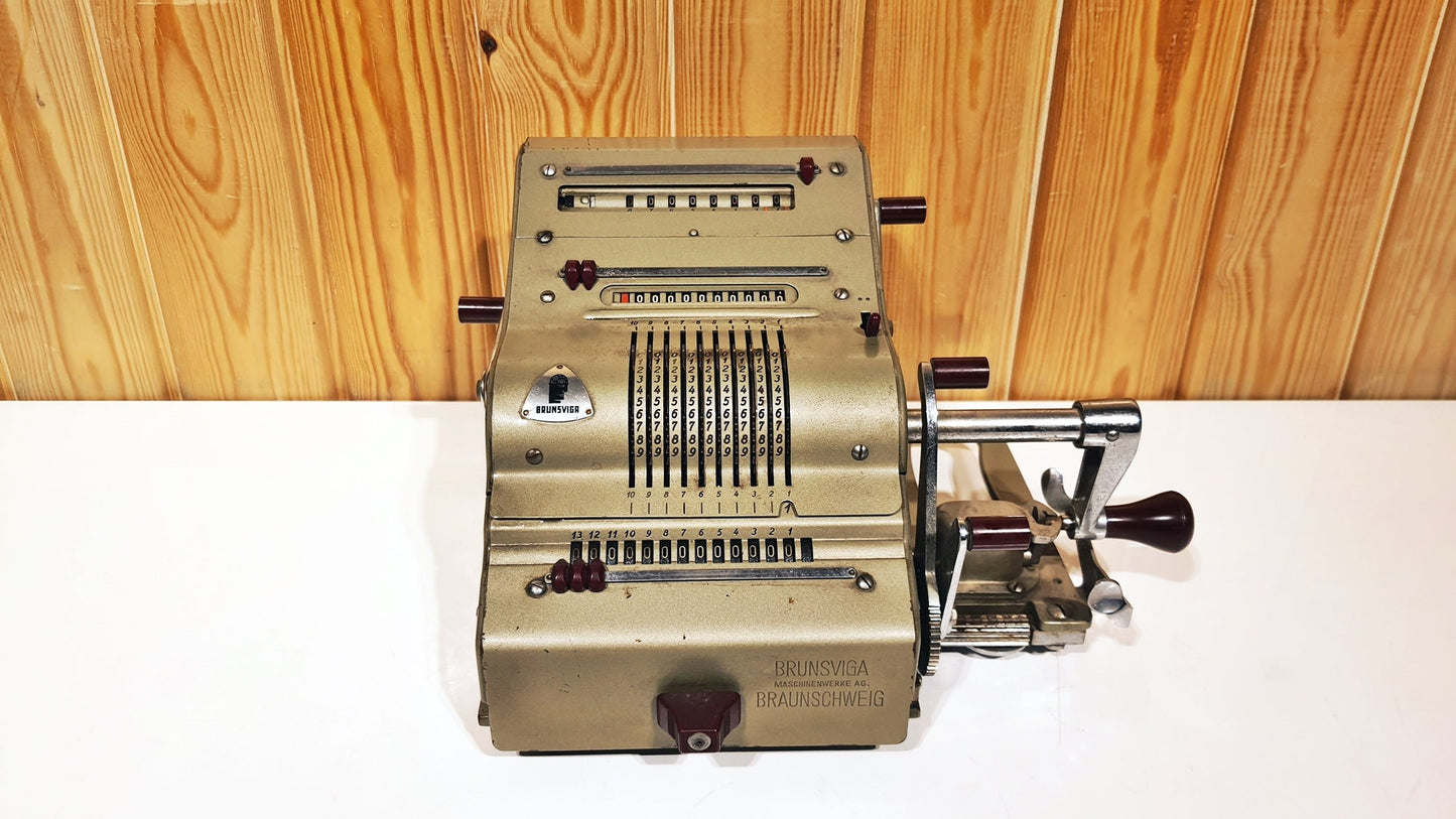 Vintage Brunsviga Calculator - Retro Mechanical Arithmetic Gadget - Antique Office Decor - 1900s Desk Accessory - Classic Home Office Style
