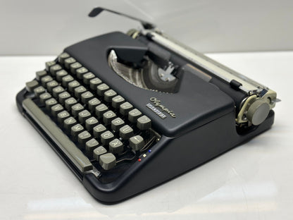 Customized Olympia Splendid 33/66 Typewriter - Black Body, Dual-Color/Single-Color Capability, Refurbished with Black Bag