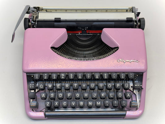 Olympia Splendid 33/66 Typewriter - QWERTY Keyboard, Black Keys, Pink Elegance, and Matching Bag - A Premium Gift for Writers and Typewriter
