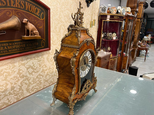 French Elegance from the Late 1890s: Exquisite Bronze-Embellished Mantel Clock