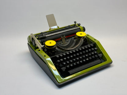 Nice Gift!, Vintage Charm: Olympia Monica Typewriter in Enchanting Green with Black Keyboard and Bag - Fully Restored, Ready to Inspire