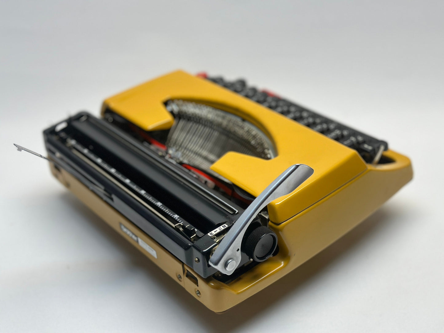 Yellow Brother Typewriter - Classic Elegance with Black Keyboard and Bag, Red Tab Key, Ideal Gift Choice