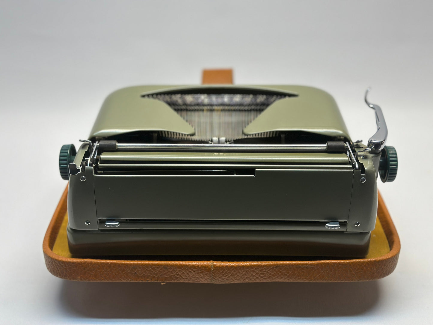 Best Gift- Green Erika Typewriter with Orange Bag and Green Keyboard, 1930 Model - European Typewriter - antique typewriter