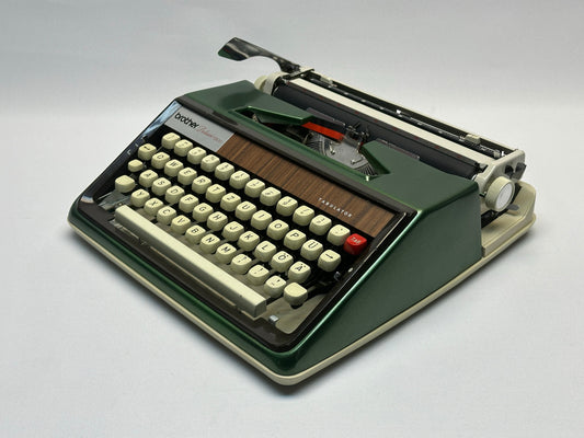 Brother Typewriter - Dark Green with White Leather Bag and Keyboard, Warranty Included
