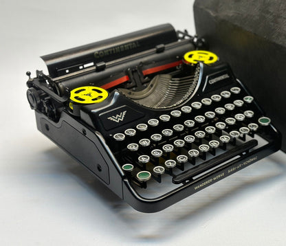 Continental Typewriter - 1935 Model with Glass Keyboard and Black Wooden Bag, Antique Typewriter, Old World Elegance,Europe Typewriter
