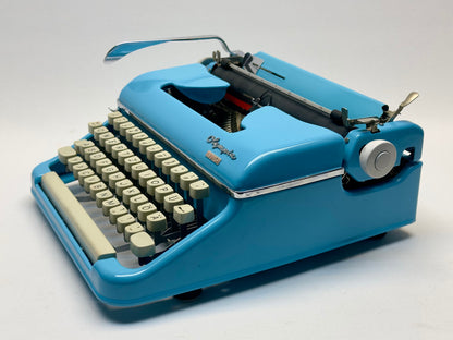 Blue Olympia Monica Typewriter - 1960 Model, Excellent Condition - White Keyboard, with or without Bag