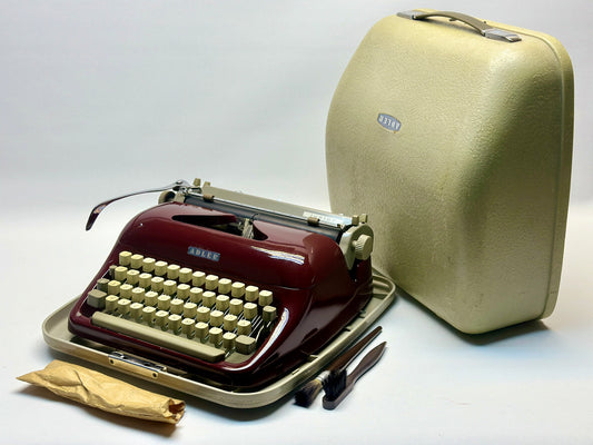 GİFT SHOP -Adler Bordeaux Typewriter - Type Writer Cream Keyboard, 1960 Model Antique Typewriter,Typewriter Working
