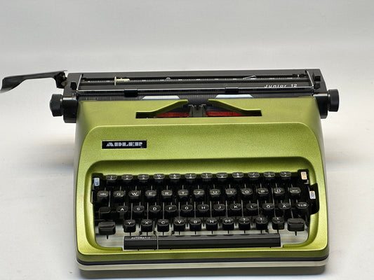 Adler Vintage Typewriter - Glossy Green with Black QWERTZ Keyboard, Cantaloupe Bag