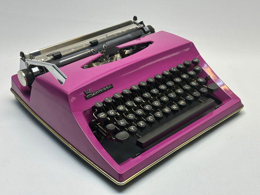 Rare Gem! Purple Adler Contessa Typewriter with Black Case & QWERTZ Keyboard - German Made