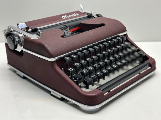 Olympia SM2 Bordeaux Colored Typewriter - Black Keys, Dual-Color Writing Feature with Red and Black Letter Combinations