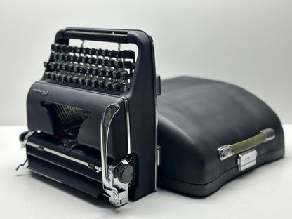 Olympia SM3 Black Typewriter - Premium Quality, Highly Preferred Model, QWERTY Option, Custom Black Case, Panther-Like Elegance,Best Gift