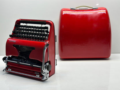 Red Olympia SM3 Typewriter - Refreshed Aesthetics, Red Carrying Case, and Unique,Best Gift,Antique Gift,Red Typewriter,typewriter working